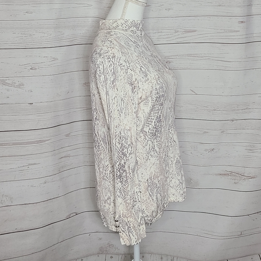 Chico's Python-Print Zip-Back Mock-Neck Sweater - image 4